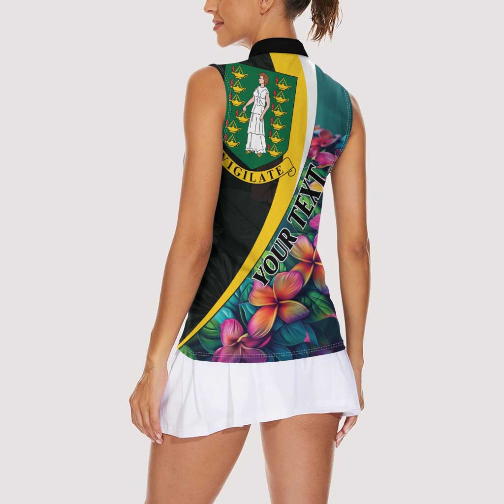 Personalised British Virgin Islands Tropical Women Sleeveless Polo Shirt Curve Style