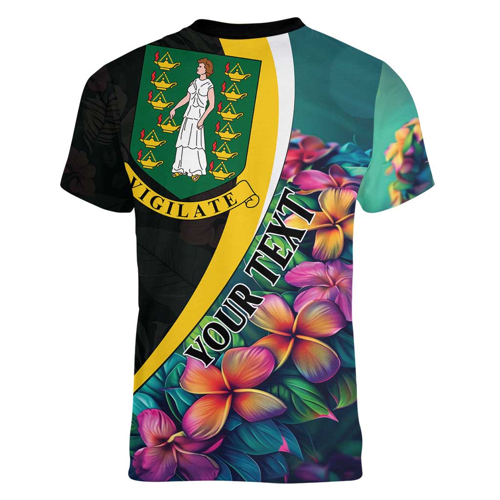 Personalised British Virgin Islands Tropical Women V-Neck T-Shirt Curve Style