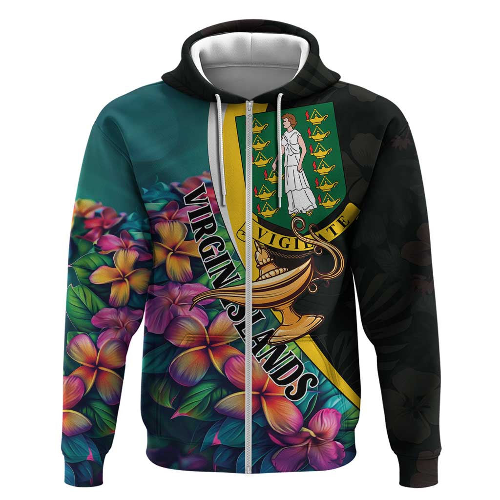 Personalised British Virgin Islands Tropical Zip Hoodie Curve Style