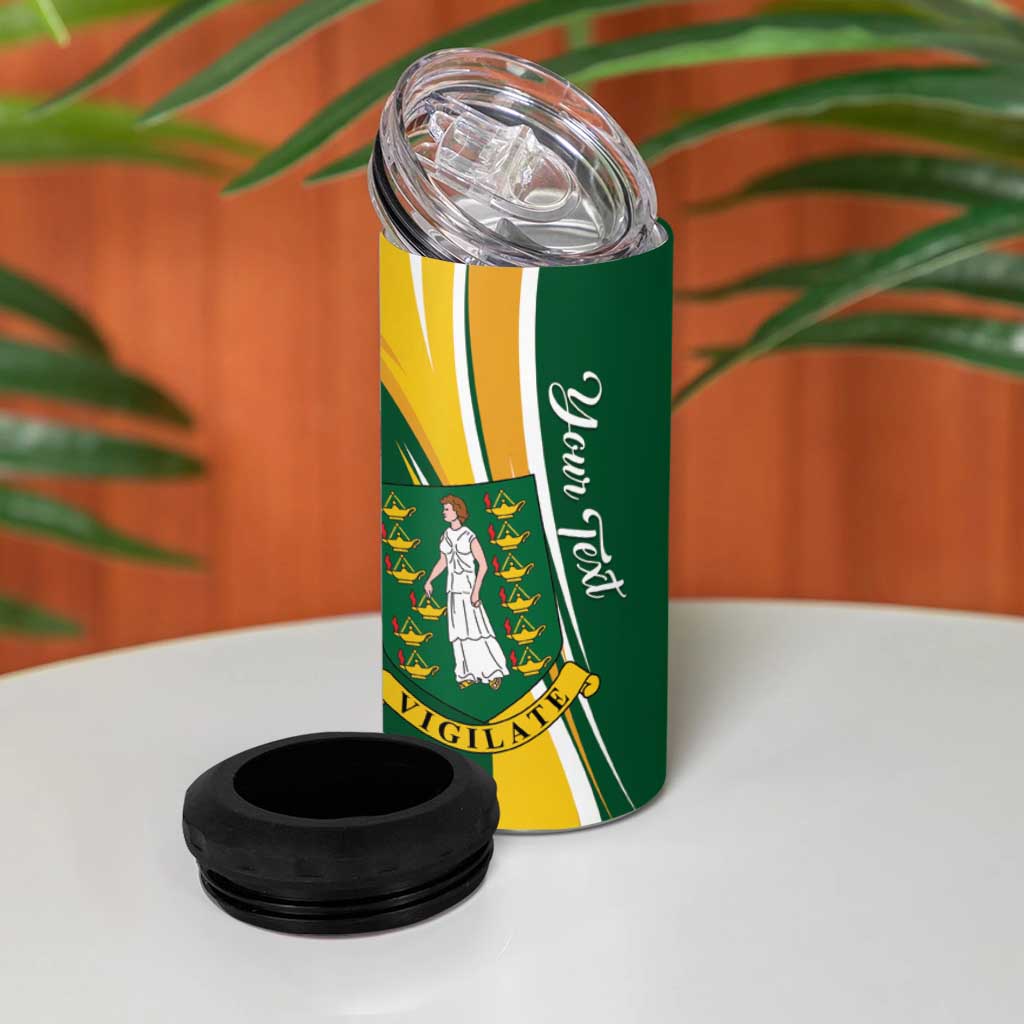 Personalised British Virgin Islands 4 in 1 Can Cooler Tumbler Vigilate Flag Color