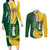 Personalised British Virgin Islands Couples Matching Long Sleeve Bodycon Dress and Long Sleeve Button Shirt Vigilate Flag Color