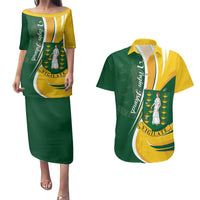 Personalised British Virgin Islands Couples Matching Puletasi and Hawaiian Shirt Vigilate Flag Color