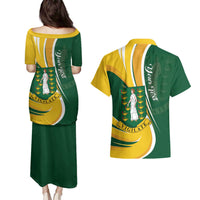 Personalised British Virgin Islands Couples Matching Puletasi and Hawaiian Shirt Vigilate Flag Color