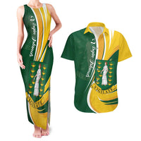 Personalised British Virgin Islands Couples Matching Tank Maxi Dress and Hawaiian Shirt Vigilate Flag Color