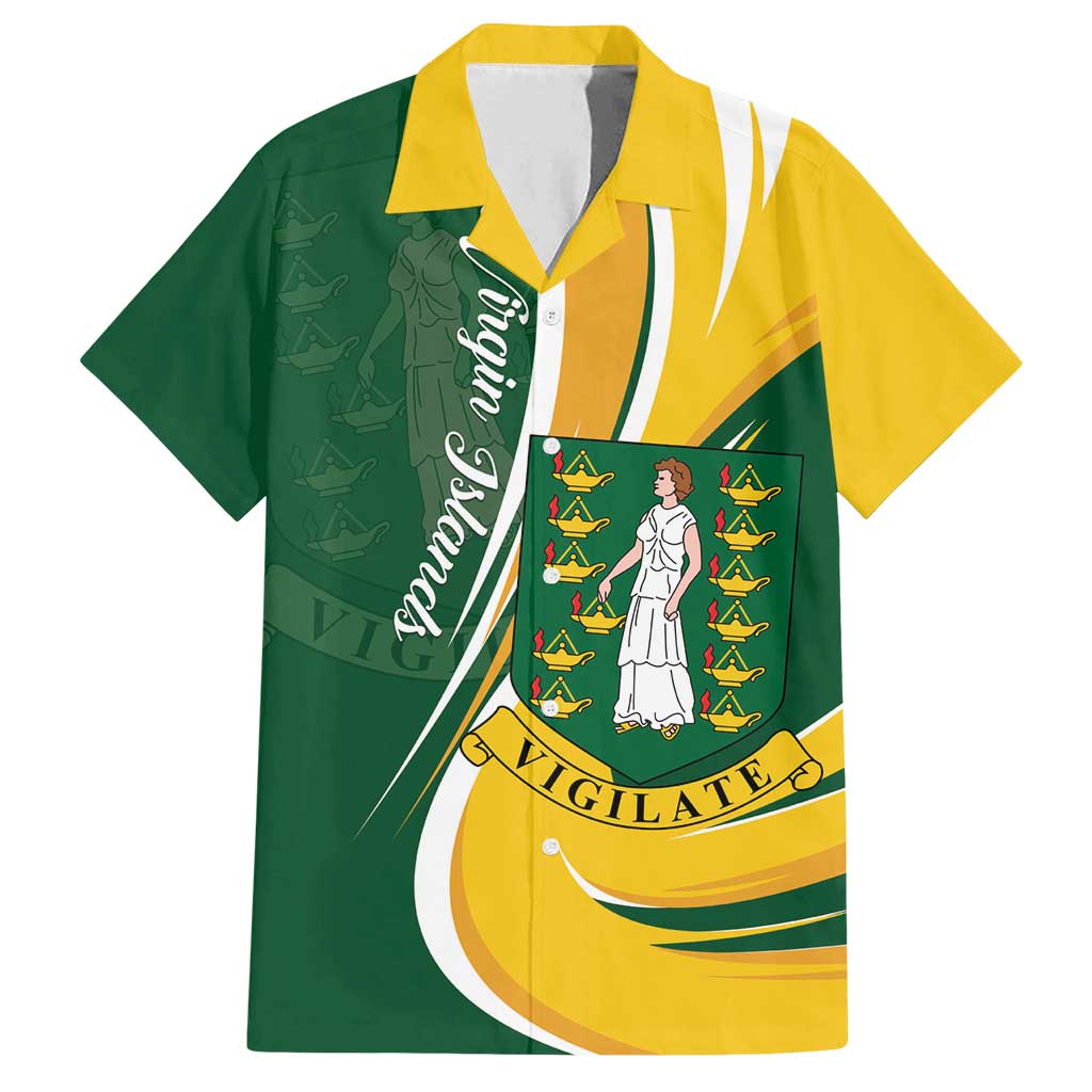 Personalised British Virgin Islands Family Matching Long Sleeve Bodycon Dress and Hawaiian Shirt Vigilate Flag Color