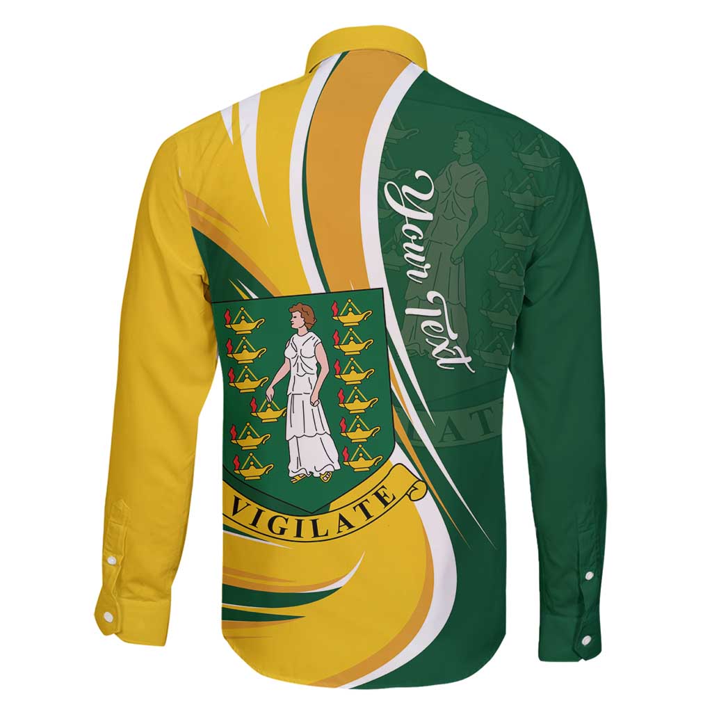 Personalised British Virgin Islands Family Matching Long Sleeve Bodycon Dress and Hawaiian Shirt Vigilate Flag Color