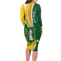 Personalised British Virgin Islands Family Matching Long Sleeve Bodycon Dress and Hawaiian Shirt Vigilate Flag Color