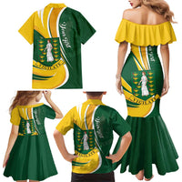 Personalised British Virgin Islands Family Matching Mermaid Dress and Hawaiian Shirt Vigilate Flag Color