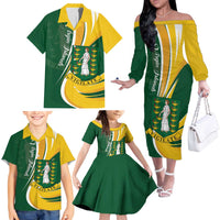 Personalised British Virgin Islands Family Matching Off The Shoulder Long Sleeve Dress and Hawaiian Shirt Vigilate Flag Color