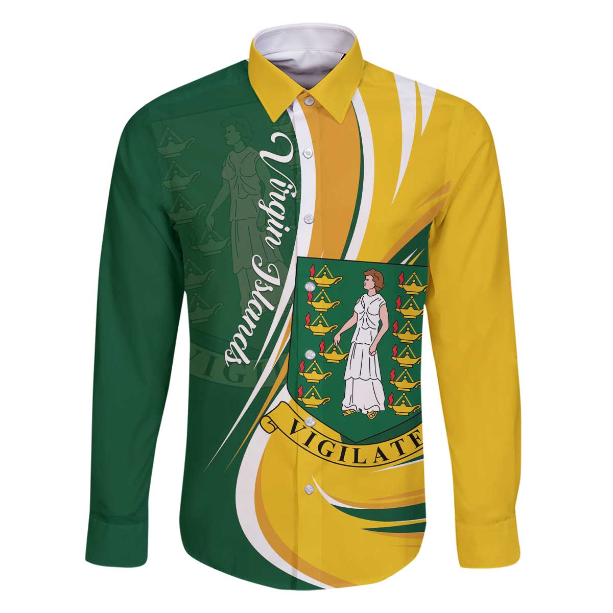 Personalised British Virgin Islands Family Matching Off The Shoulder Long Sleeve Dress and Hawaiian Shirt Vigilate Flag Color