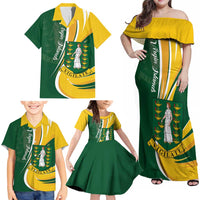 Personalised British Virgin Islands Family Matching Off Shoulder Maxi Dress and Hawaiian Shirt Vigilate Flag Color