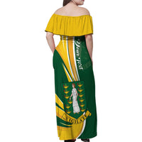 Personalised British Virgin Islands Family Matching Off Shoulder Maxi Dress and Hawaiian Shirt Vigilate Flag Color