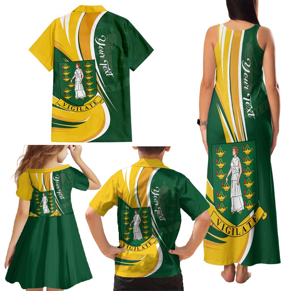 Personalised British Virgin Islands Family Matching Tank Maxi Dress and Hawaiian Shirt Vigilate Flag Color