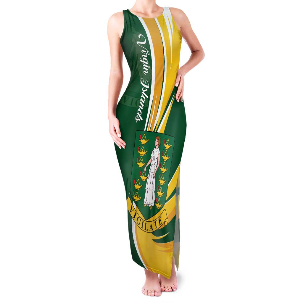 Personalised British Virgin Islands Family Matching Tank Maxi Dress and Hawaiian Shirt Vigilate Flag Color