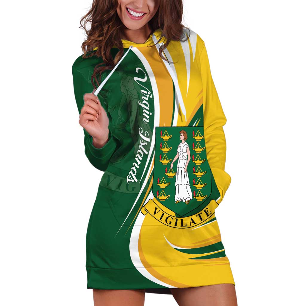 Personalised British Virgin Islands Hoodie Dress Vigilate Flag Color