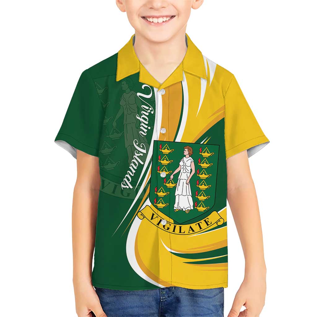 Personalised British Virgin Islands Kid Hawaiian Shirt Vigilate Flag Color