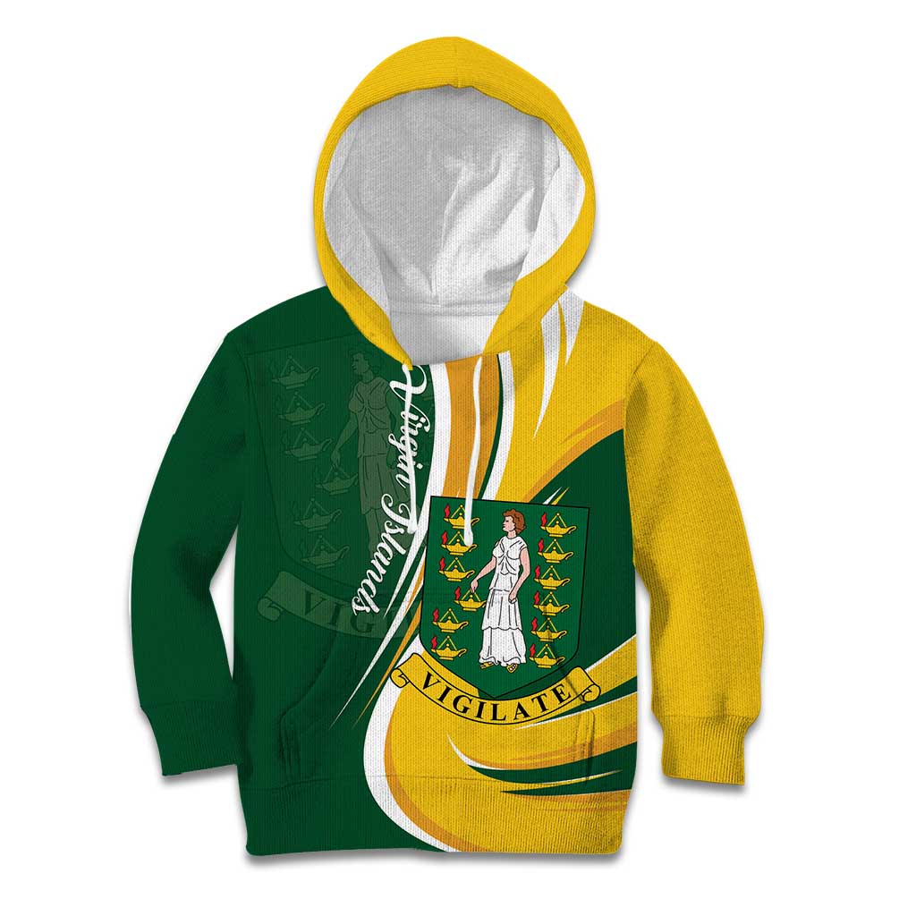 Personalised British Virgin Islands Kid Hoodie Vigilate Flag Color