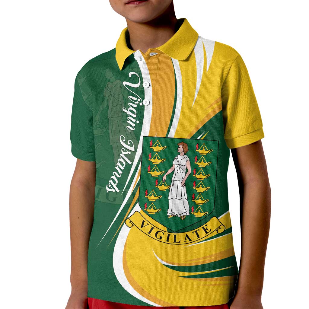 Personalised British Virgin Islands Kid Polo Shirt Vigilate Flag Color