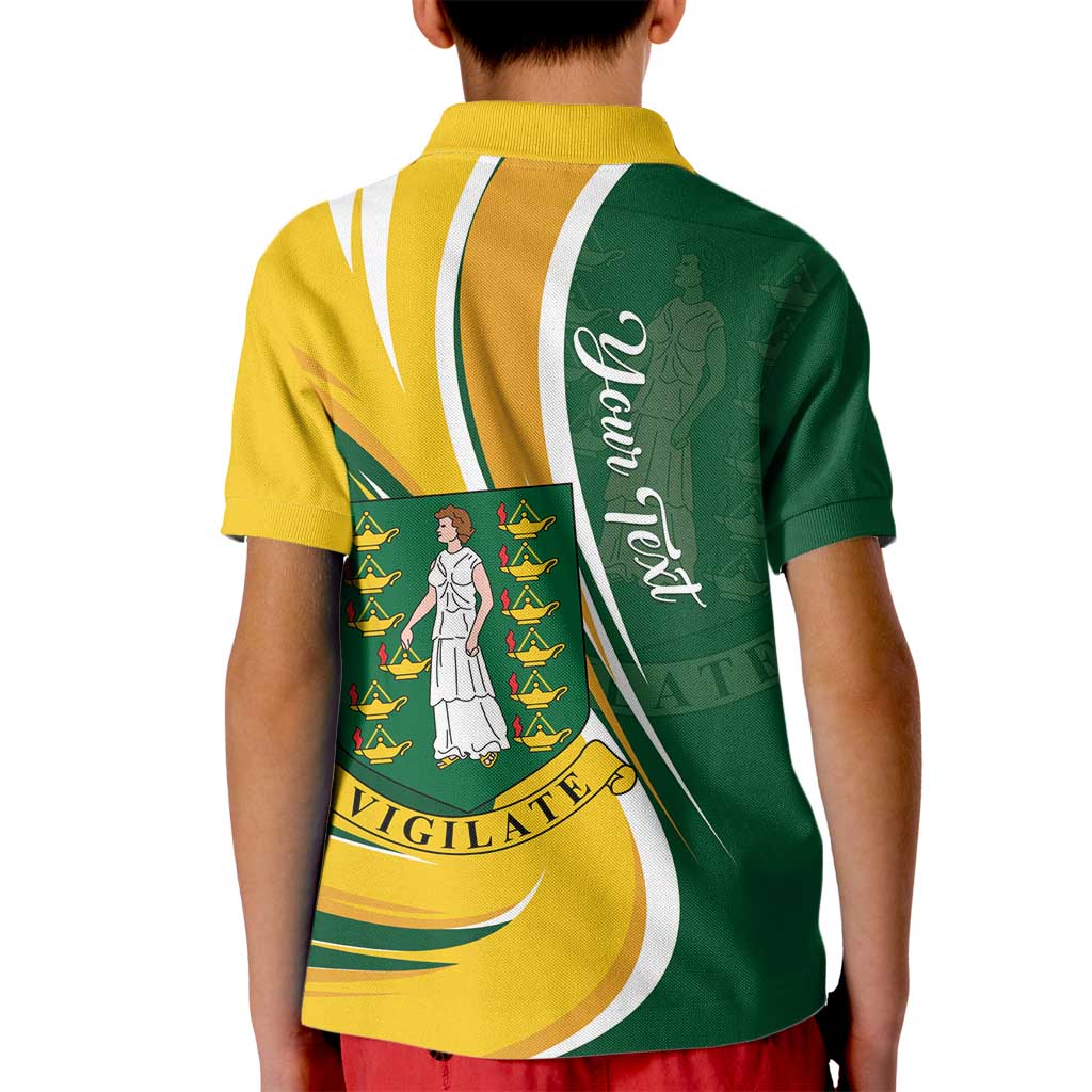 Personalised British Virgin Islands Kid Polo Shirt Vigilate Flag Color