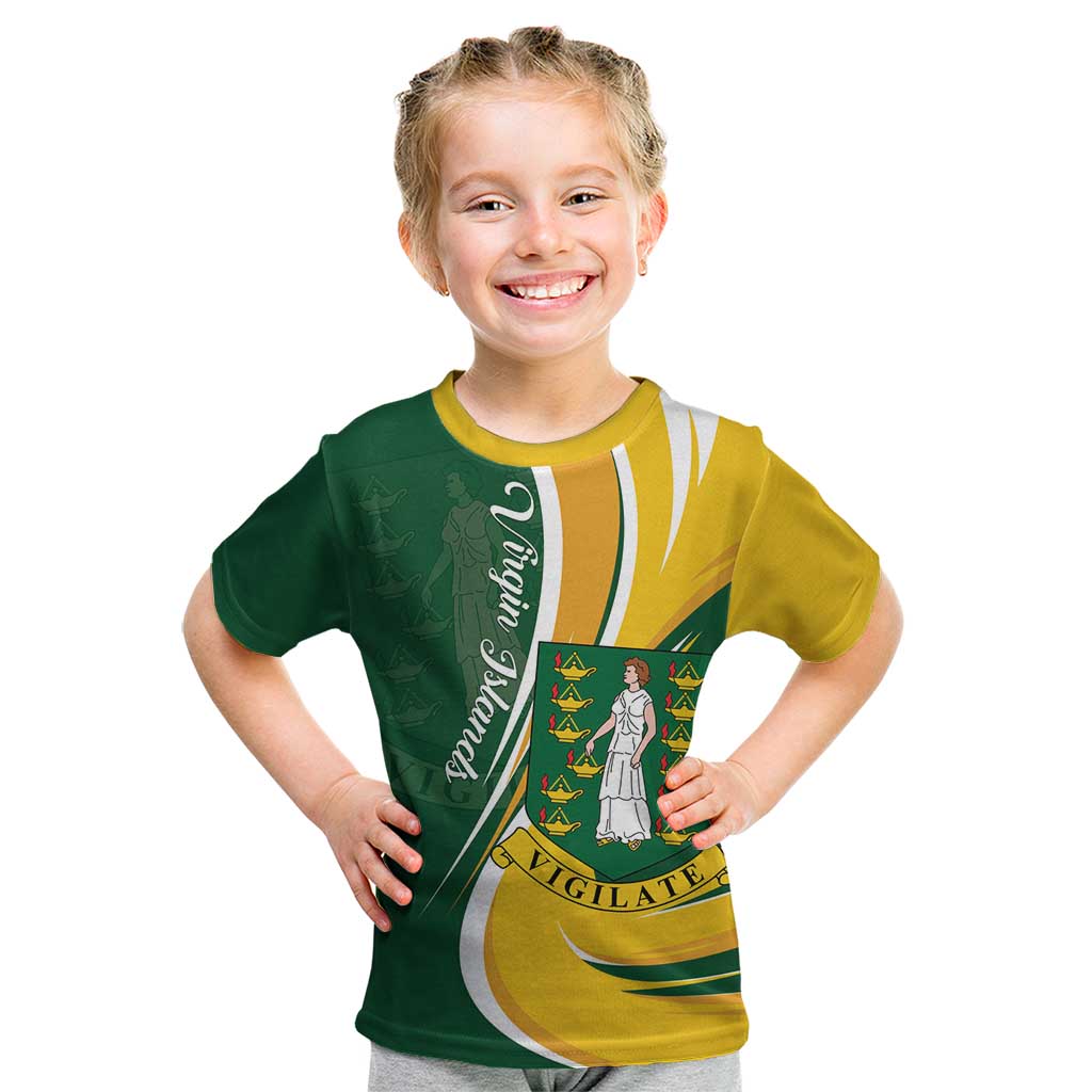Personalised British Virgin Islands Kid T Shirt Vigilate Flag Color