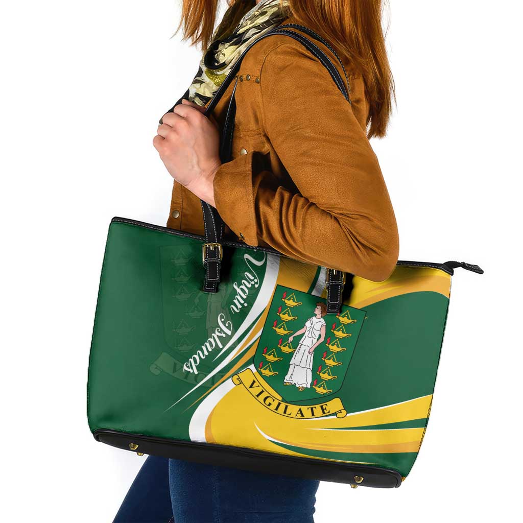 British Virgin Islands Leather Tote Bag Vigilate Flag Color