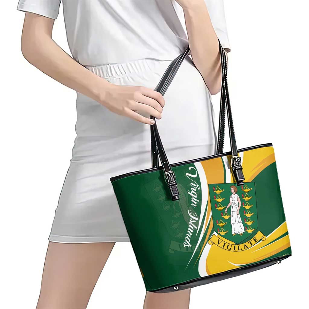 British Virgin Islands Leather Tote Bag Vigilate Flag Color