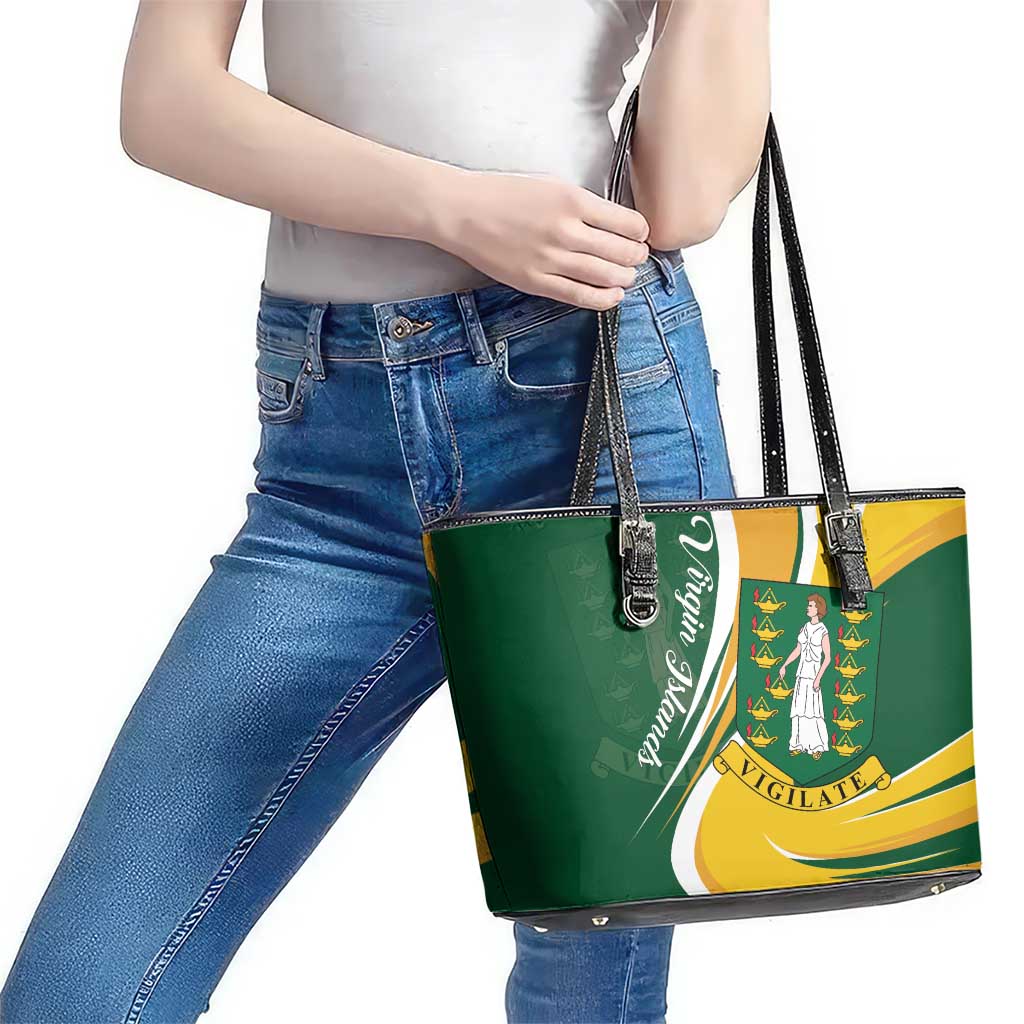 British Virgin Islands Leather Tote Bag Vigilate Flag Color