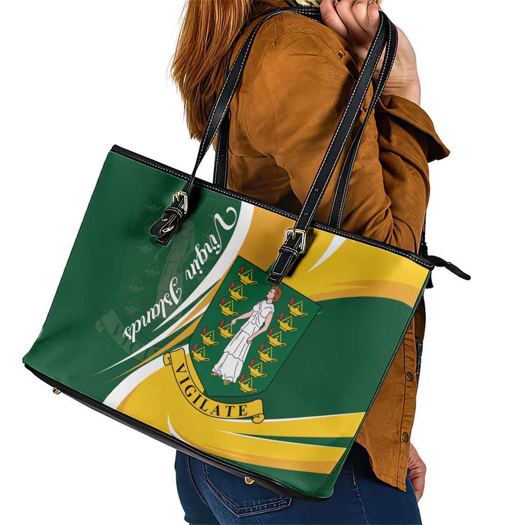 British Virgin Islands Leather Tote Bag Vigilate Flag Color
