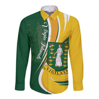 Personalised British Virgin Islands Long Sleeve Button Shirt Vigilate Flag Color