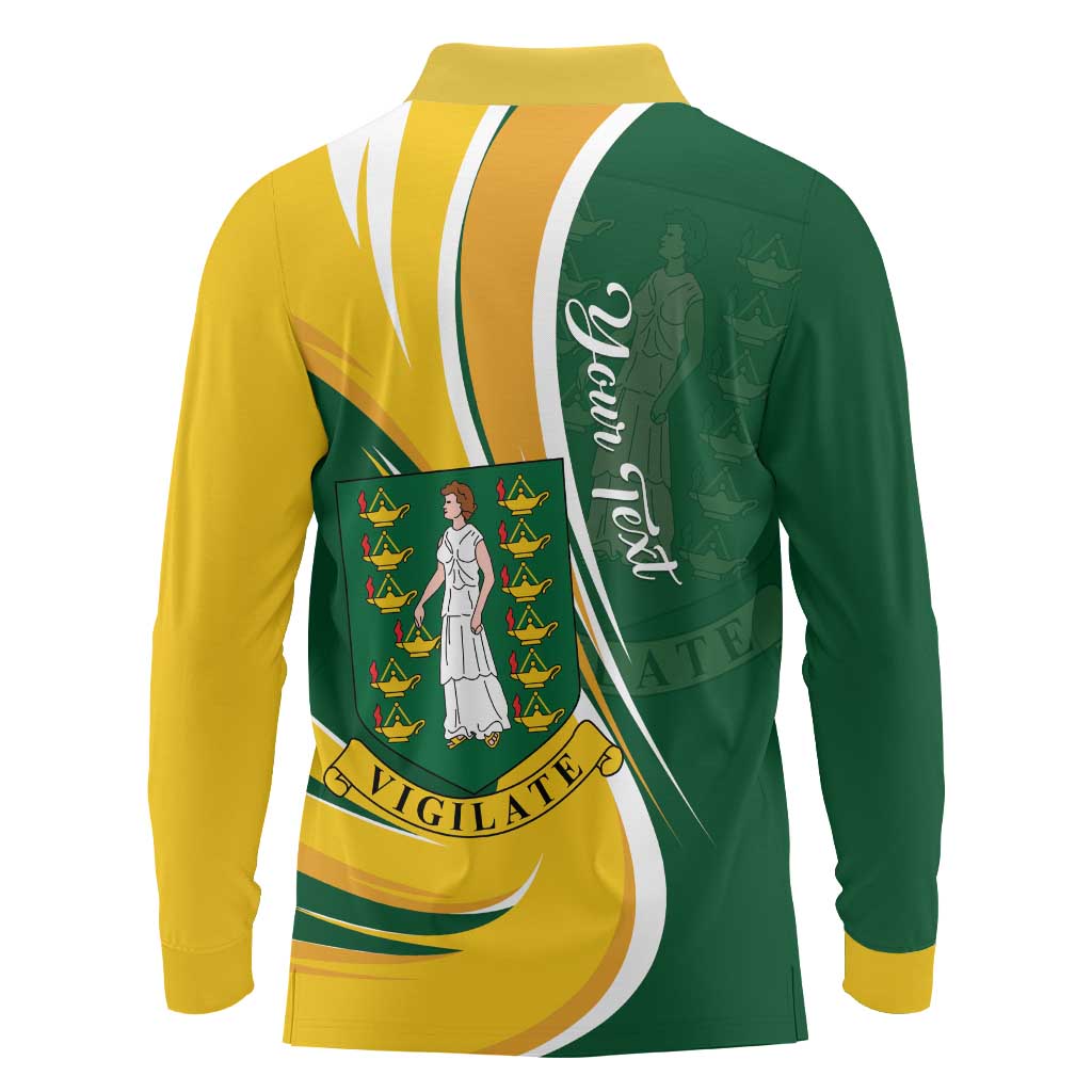 Personalised British Virgin Islands Long Sleeve Polo Shirt Vigilate Flag Color