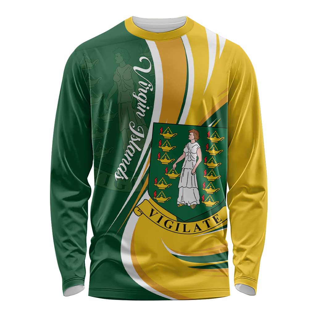 Personalised British Virgin Islands Long Sleeve Shirt Vigilate Flag Color