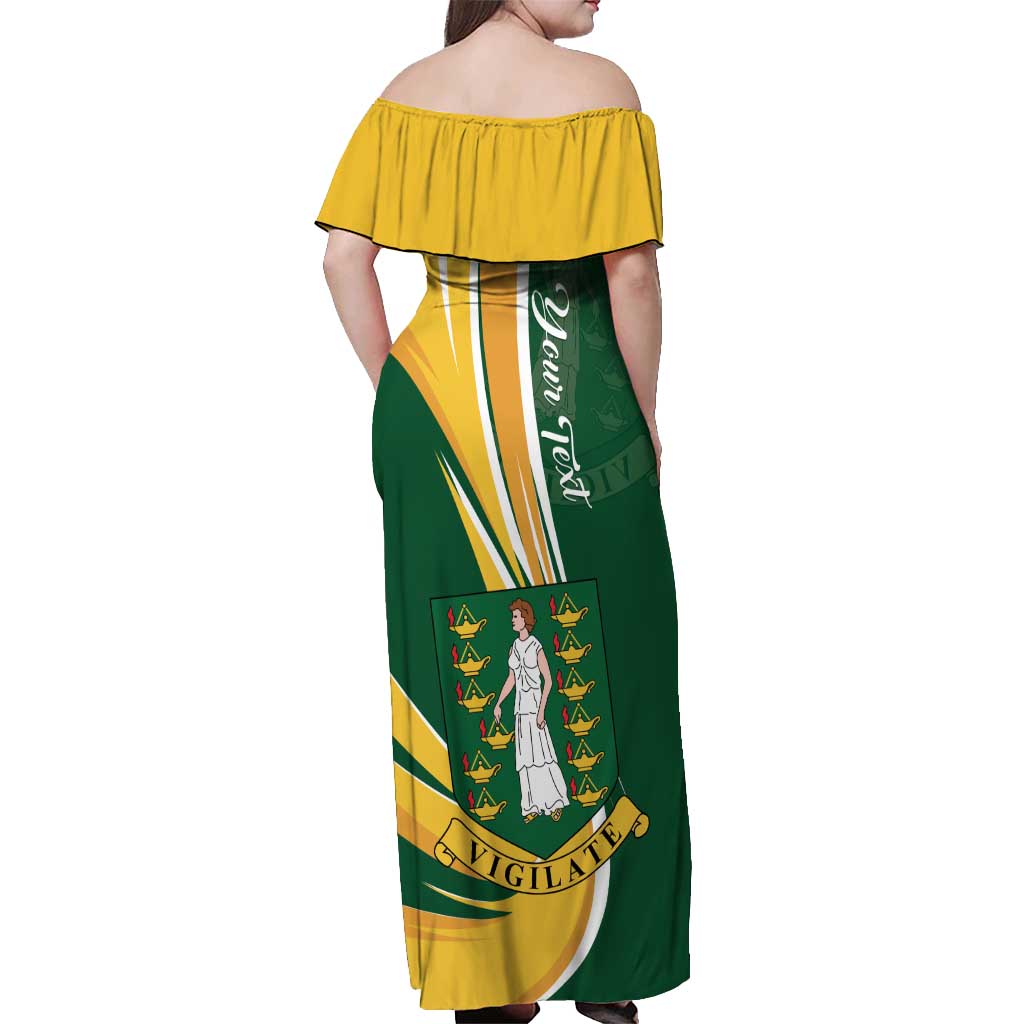 Personalised British Virgin Islands Off Shoulder Maxi Dress Vigilate Flag Color
