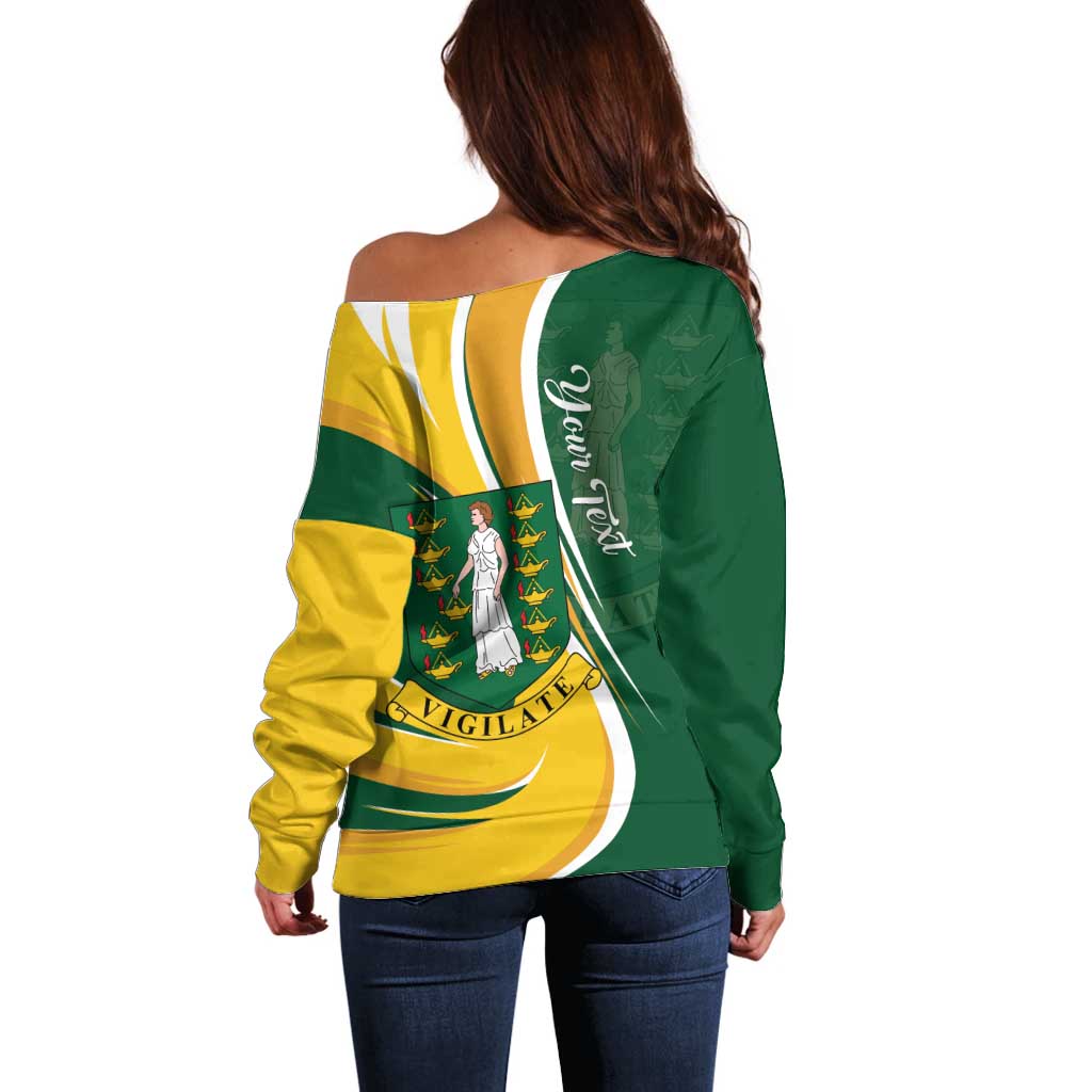 Personalised British Virgin Islands Off Shoulder Sweater Vigilate Flag Color