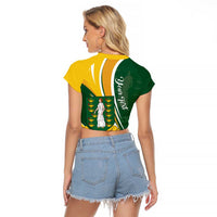 Personalised British Virgin Islands Raglan Cropped T Shirt Vigilate Flag Color