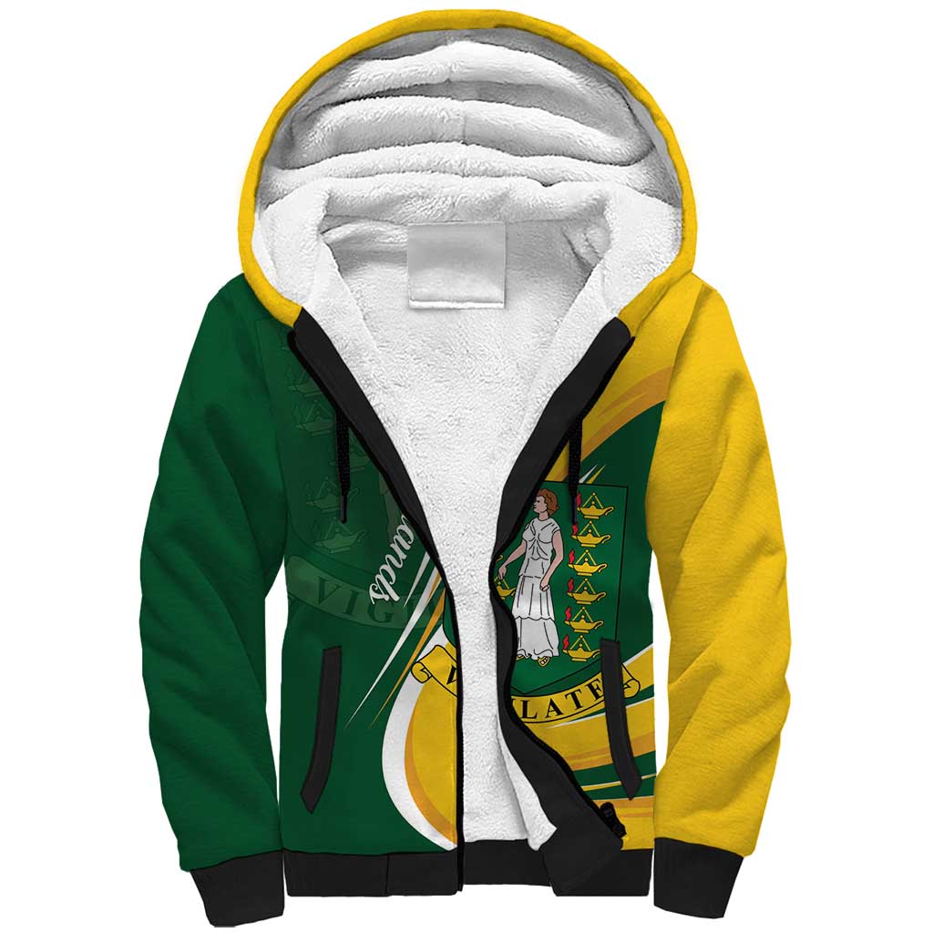 Personalised British Virgin Islands Sherpa Hoodie Vigilate Flag Color