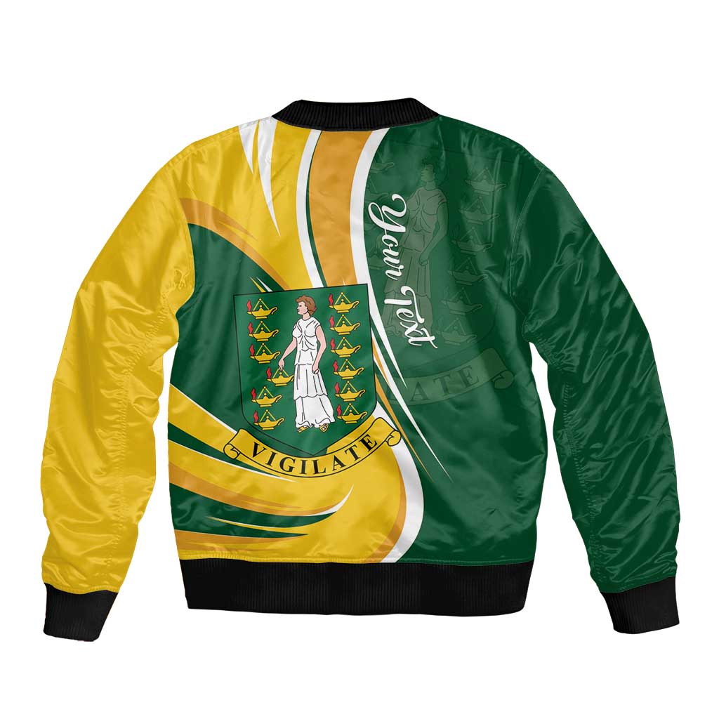 Personalised British Virgin Islands Sleeve Zip Bomber Jacket Vigilate Flag Color