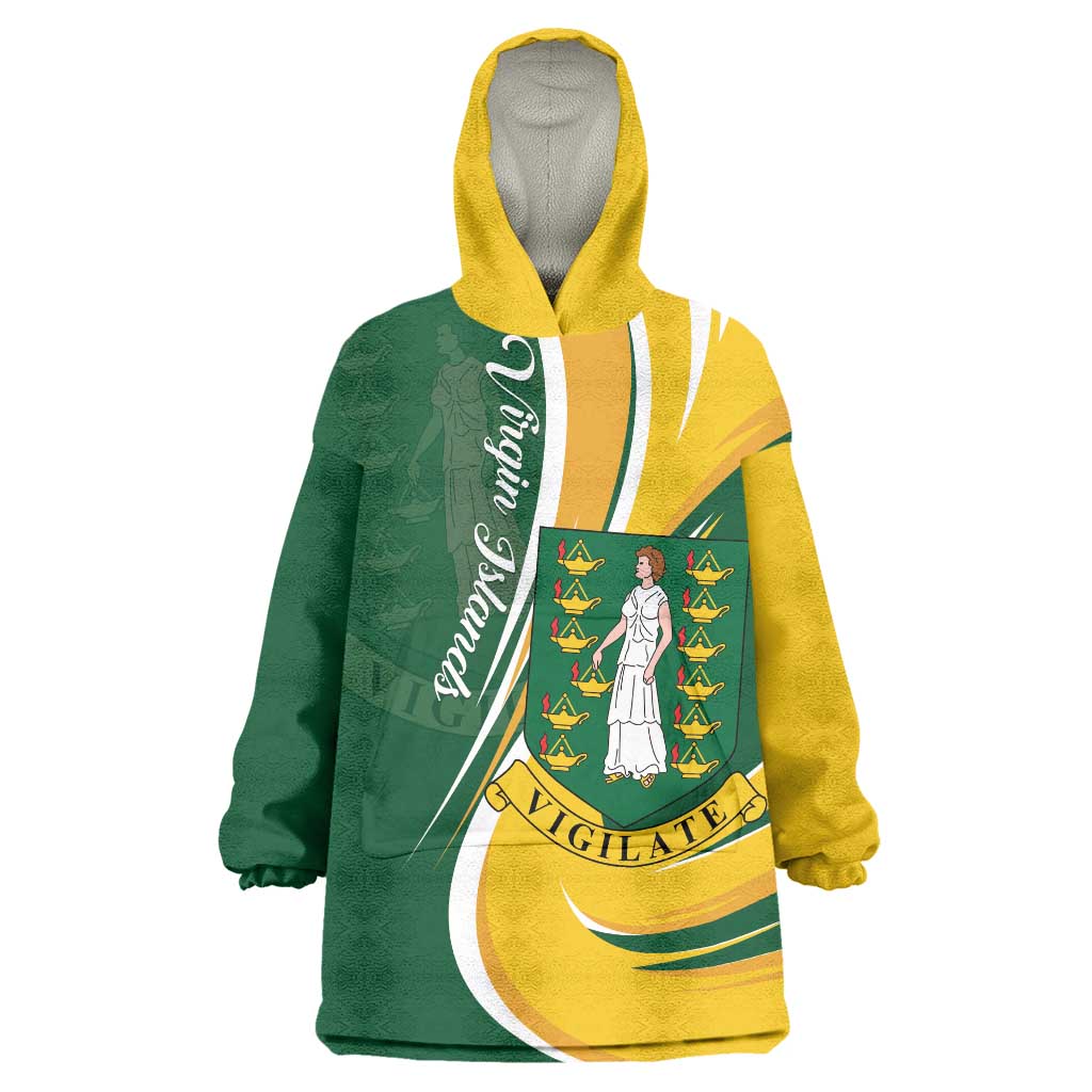 Personalised British Virgin Islands Wearable Blanket Hoodie Vigilate Flag Color