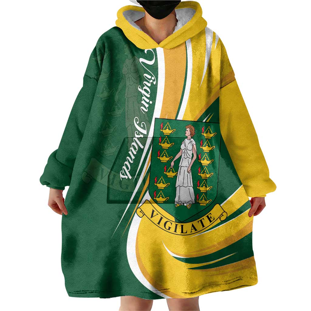 Personalised British Virgin Islands Wearable Blanket Hoodie Vigilate Flag Color