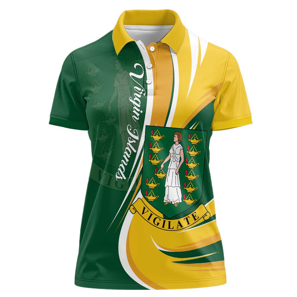 Personalised British Virgin Islands Women Polo Shirt Vigilate Flag Color