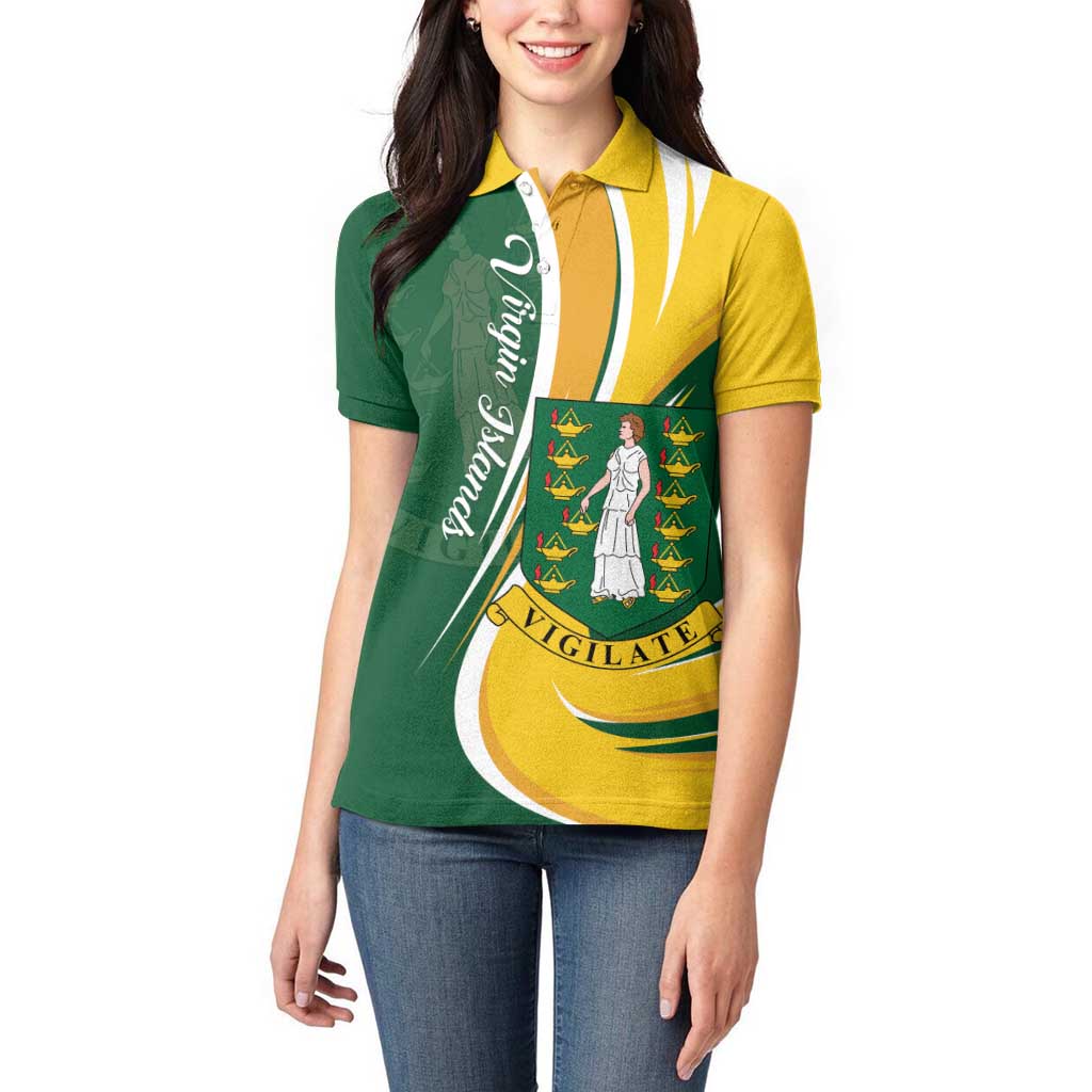 Personalised British Virgin Islands Women Polo Shirt Vigilate Flag Color