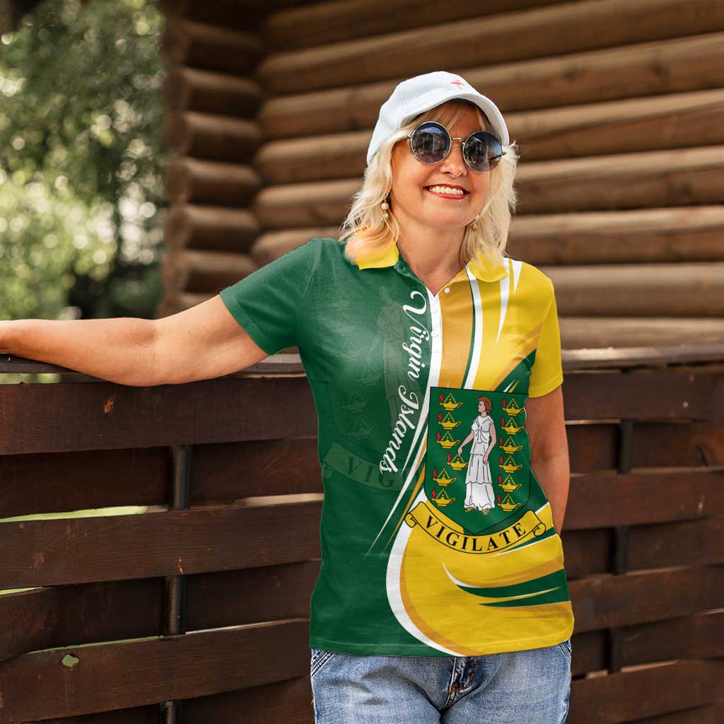 Personalised British Virgin Islands Women Polo Shirt Vigilate Flag Color