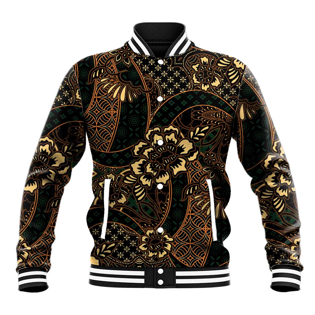 Indonesian Batik Pattern Vintage Brown Baseball Jacket