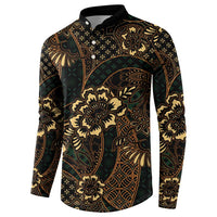 Indonesian Batik Pattern Vintage Brown Button Sweatshirt