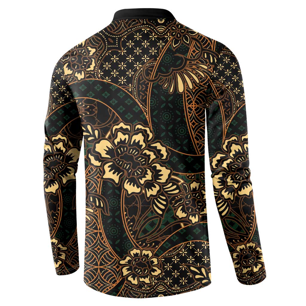 Indonesian Batik Pattern Vintage Brown Button Sweatshirt