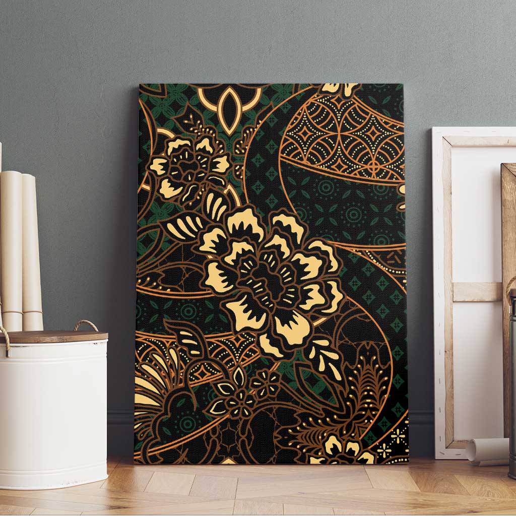 Indonesian Batik Pattern Vintage Brown Canvas Wall Art