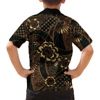 Indonesian Batik Pattern Vintage Brown Family Matching Off Shoulder Short Dress and Hawaiian Shirt