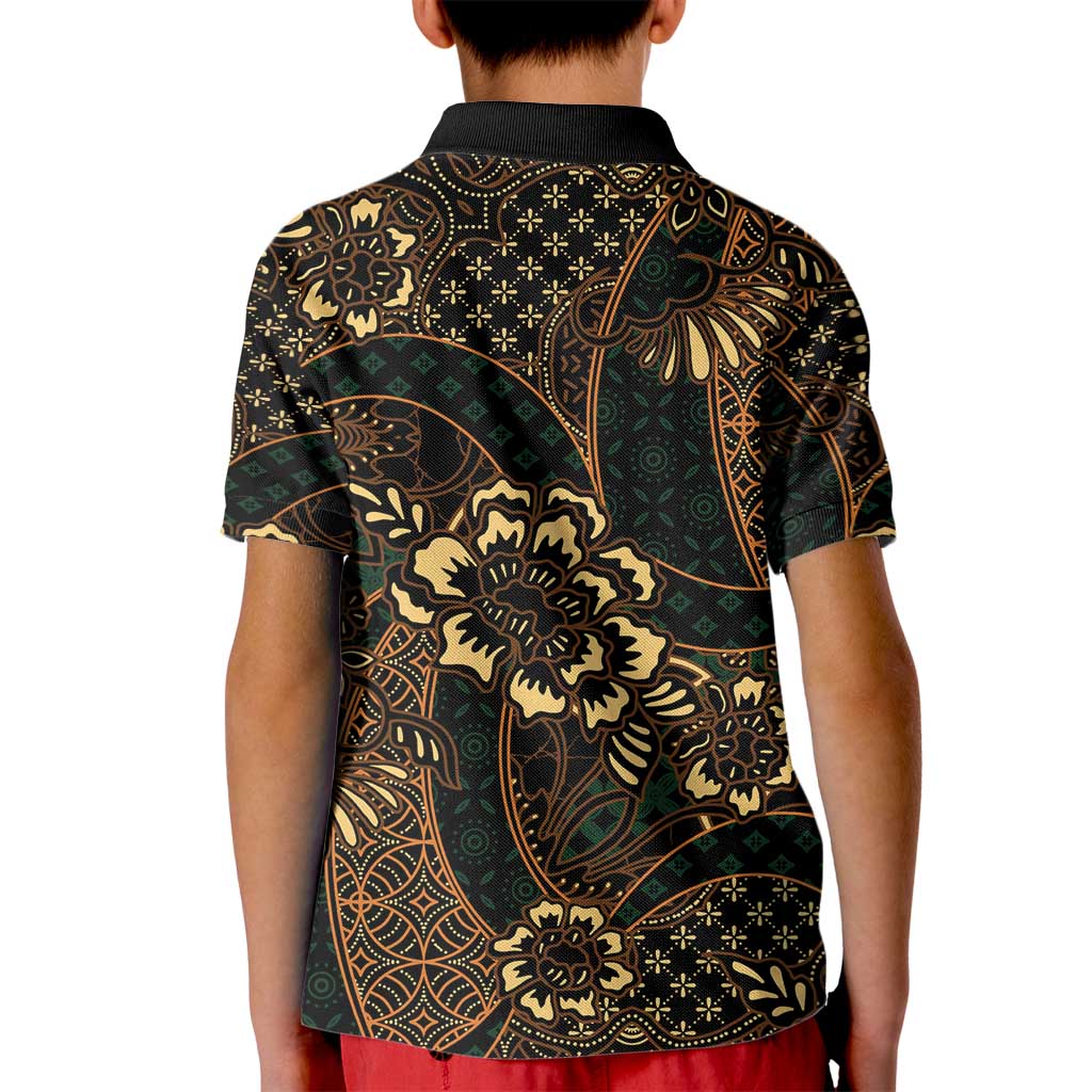 Indonesian Batik Pattern Vintage Brown Kid Polo Shirt