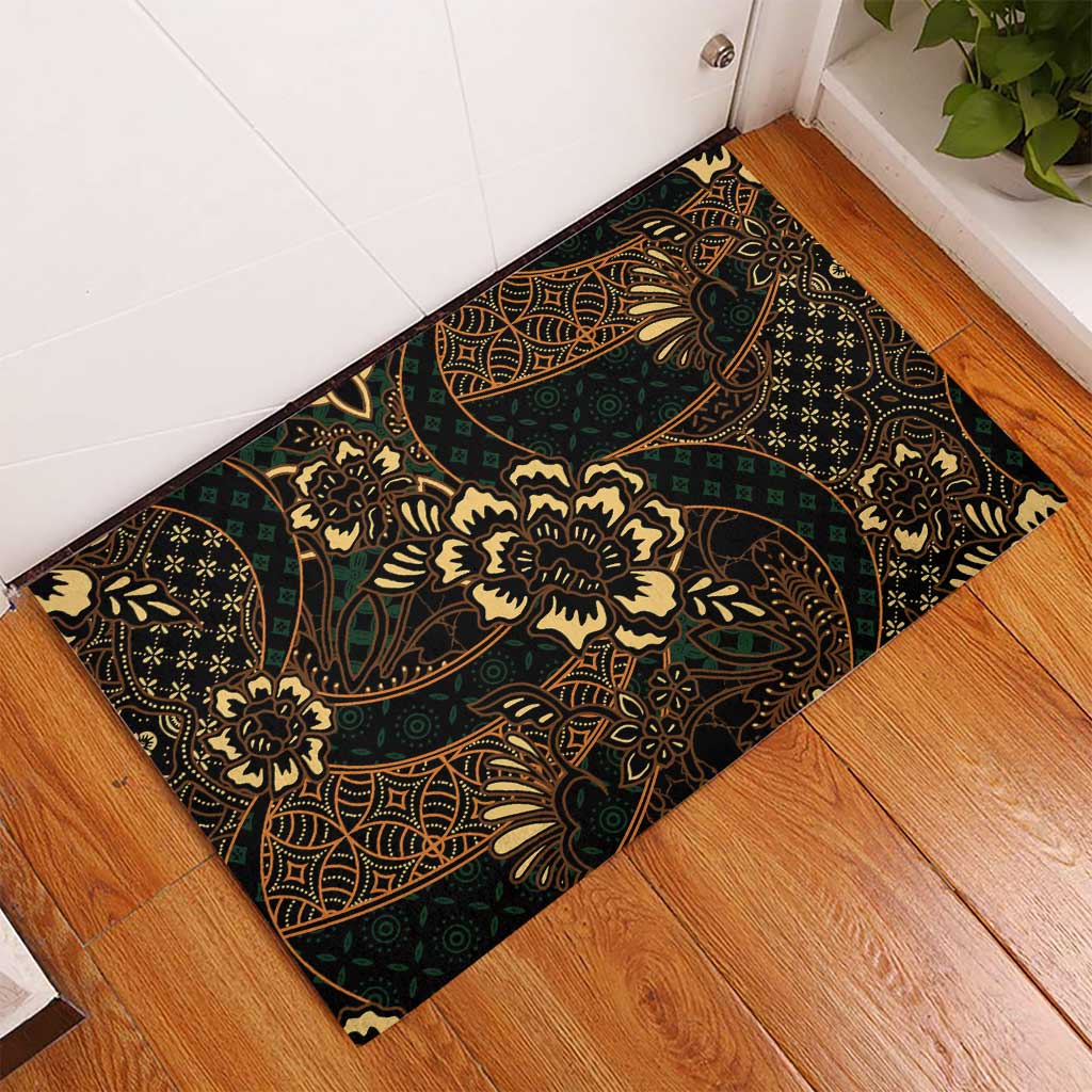 Indonesian Batik Pattern Vintage Brown Rubber Doormat