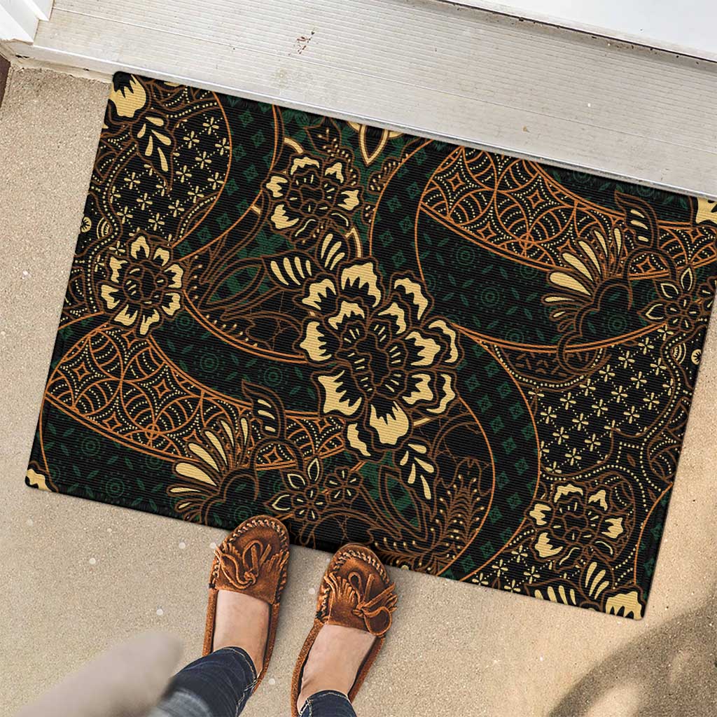 Indonesian Batik Pattern Vintage Brown Rubber Doormat