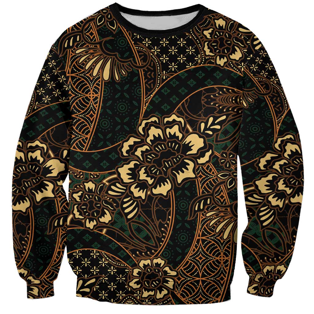 Indonesian Batik Pattern Vintage Brown Sweatshirt